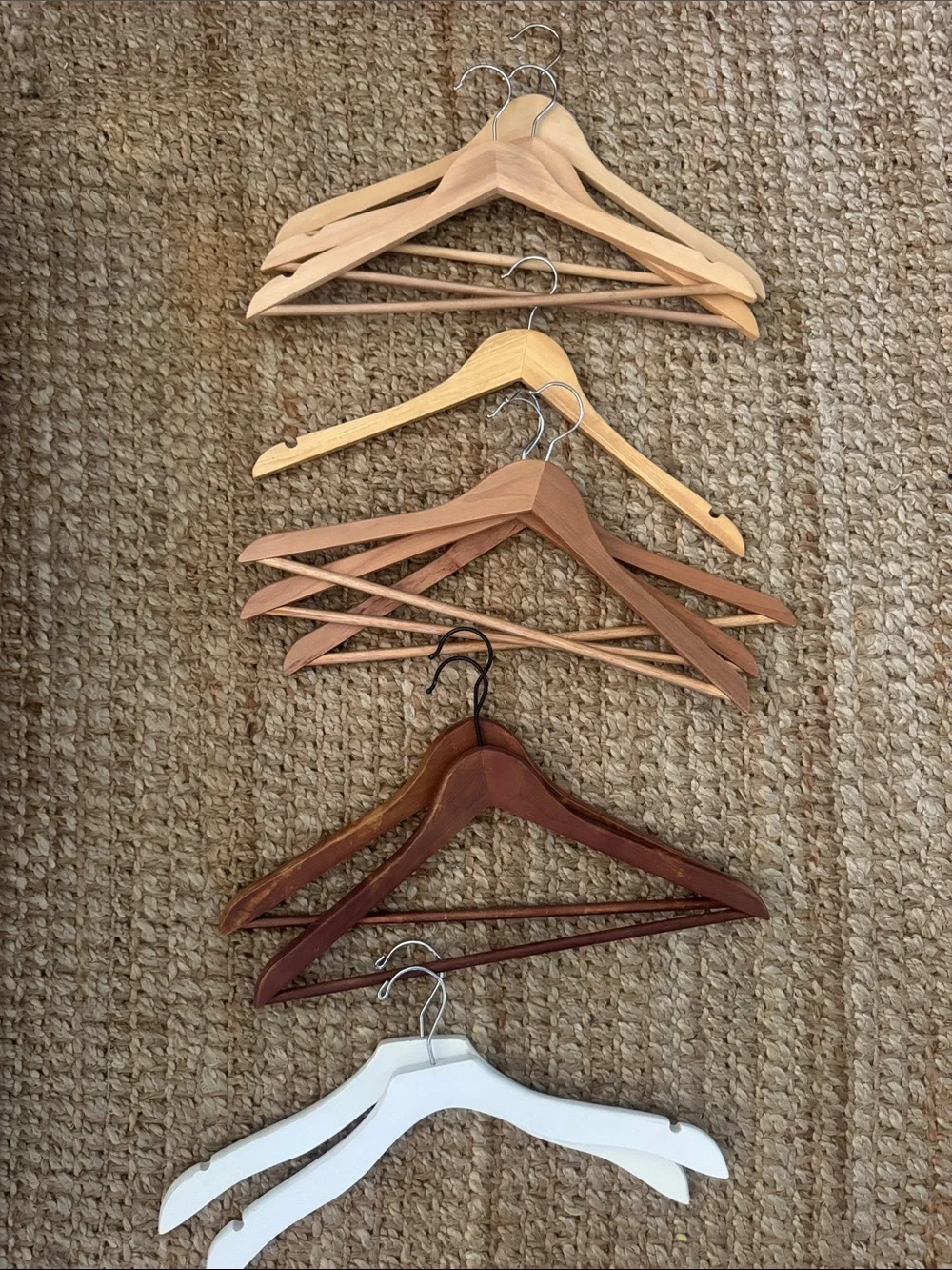 Wooden and White Mixed Coat Hanger bundle Neutral Tones 11 hangars
